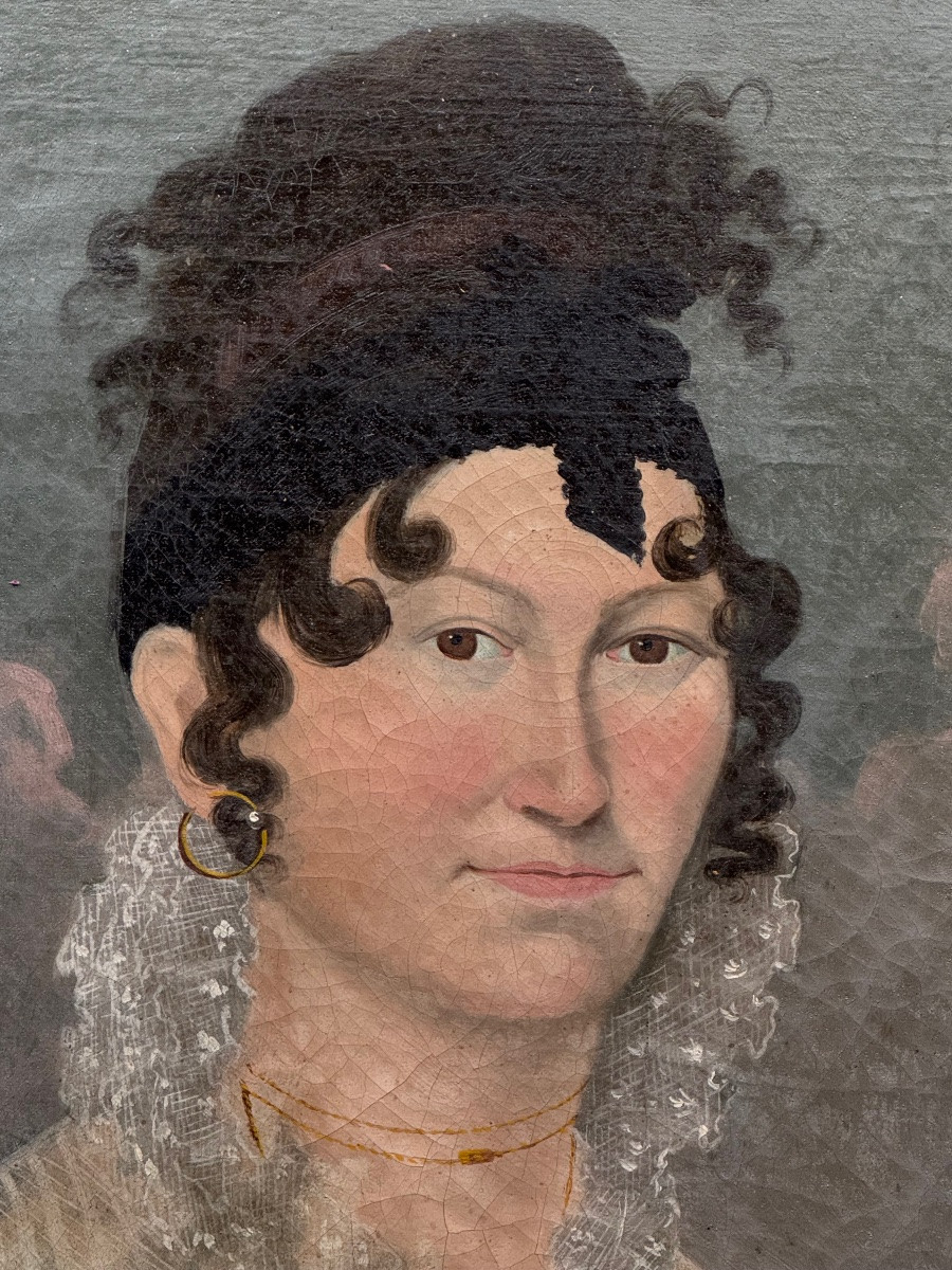 Paire de portrait début XIXème  , Shabby chic .-photo-3