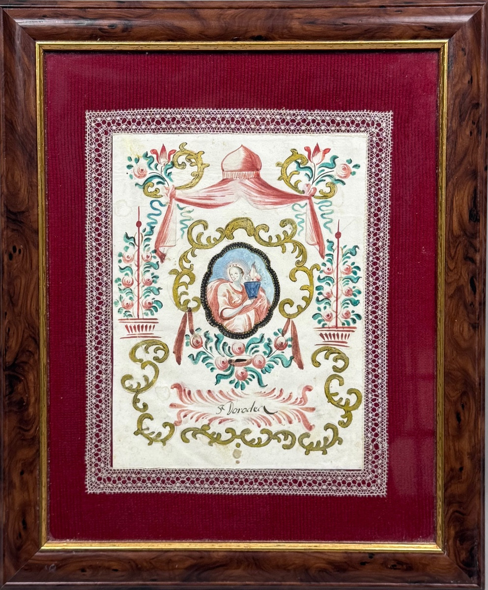 Aquarelle fin 19ème , Sainte Dorothée 