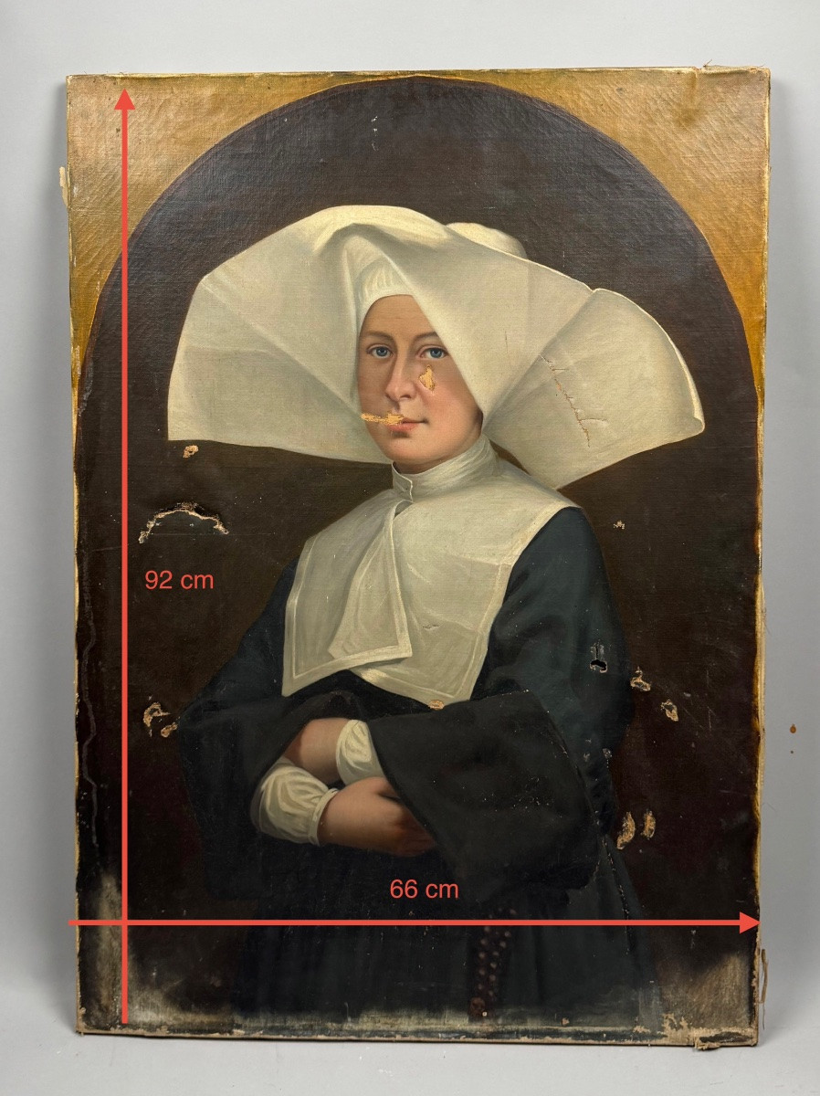 Large Portrait Of A Nun In Cornette-photo-2