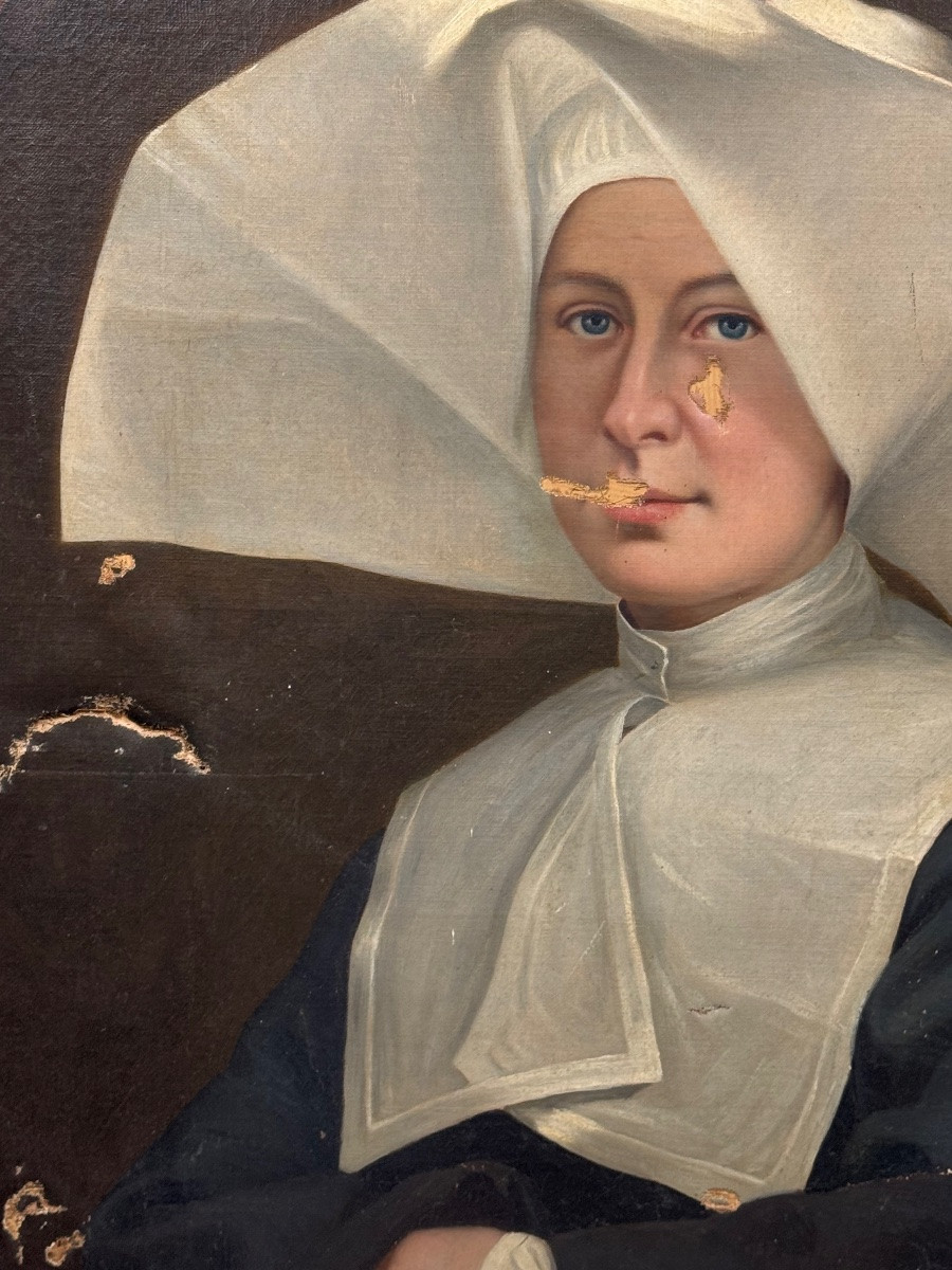 Large Portrait Of A Nun In Cornette-photo-4