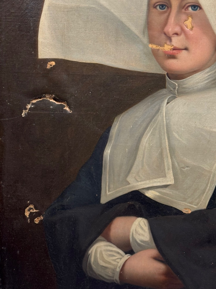 Large Portrait Of A Nun In Cornette-photo-2