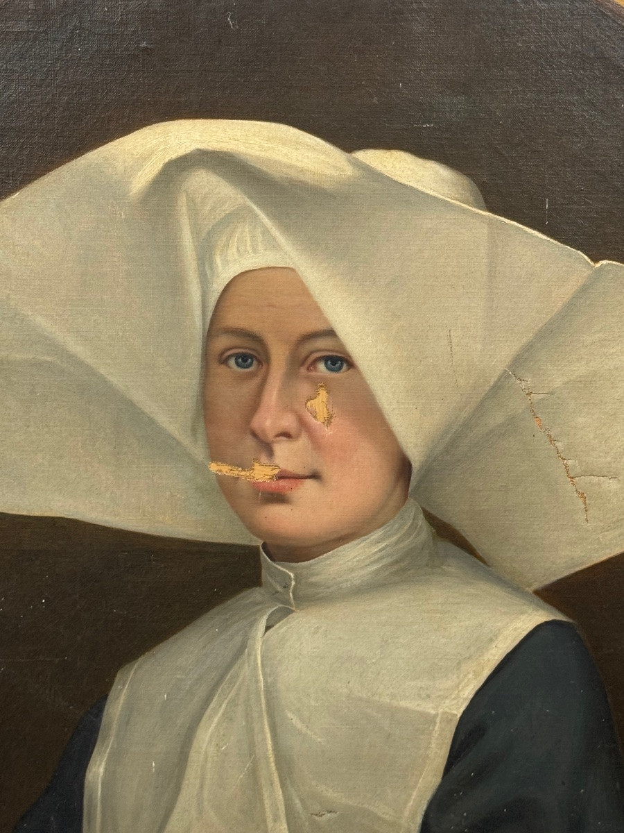 Large Portrait Of A Nun In Cornette-photo-4