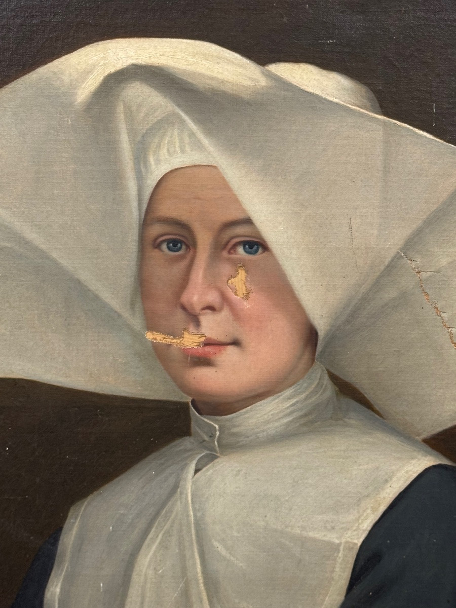 Large Portrait Of A Nun In Cornette-photo-5