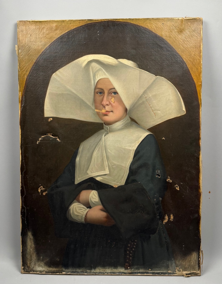 Large Portrait Of A Nun In Cornette