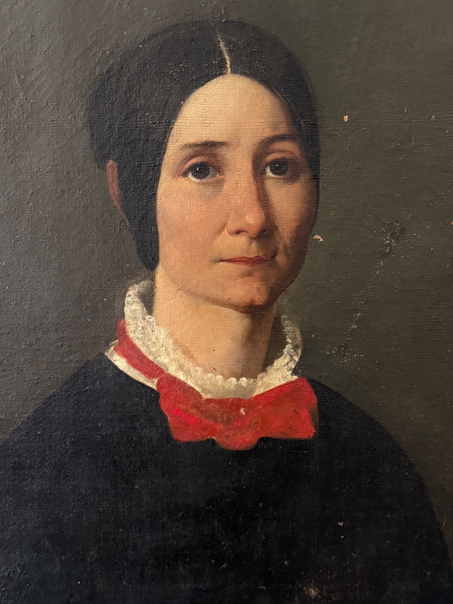 Portrait Of A Woman, Oil On Canvas, Mid-19th Century-photo-2