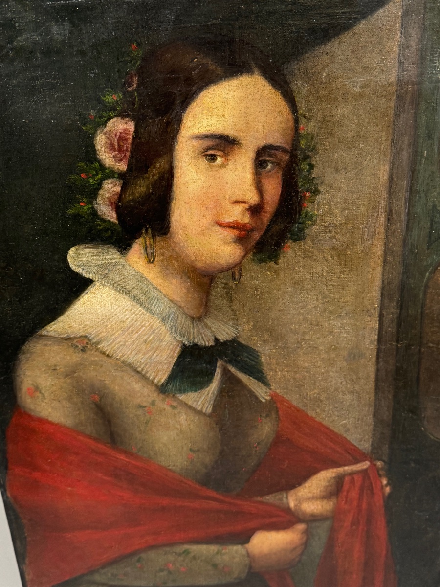 Portrait d’une jeune femme 1830-1860 , école italienne-photo-3