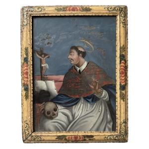 Fixed Under Glass, Portrait Of A Religious Saint 