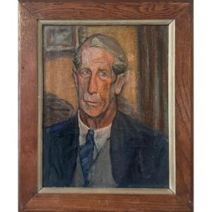 Portrait d’un homme à la cravate bleue années 40