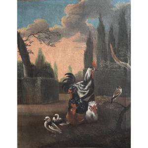 Peinture de boiserie 18ème  , basse-cour.