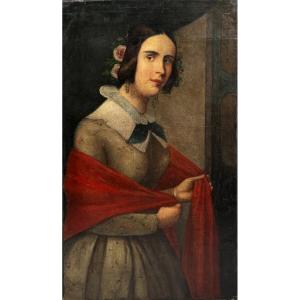 Portrait d’une jeune femme 1830-1860 , école italienne