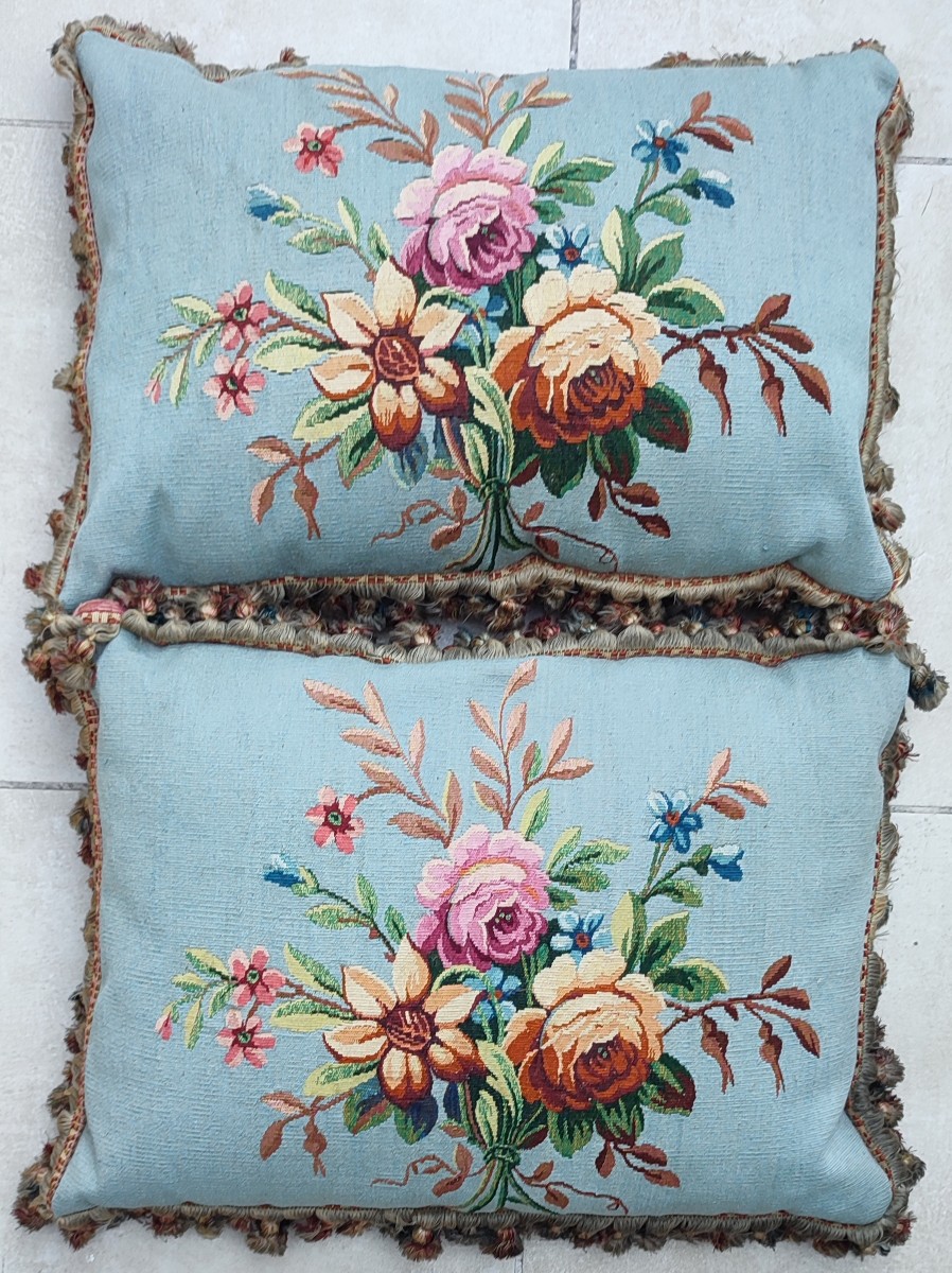 Paire de coussins en Aubusson 