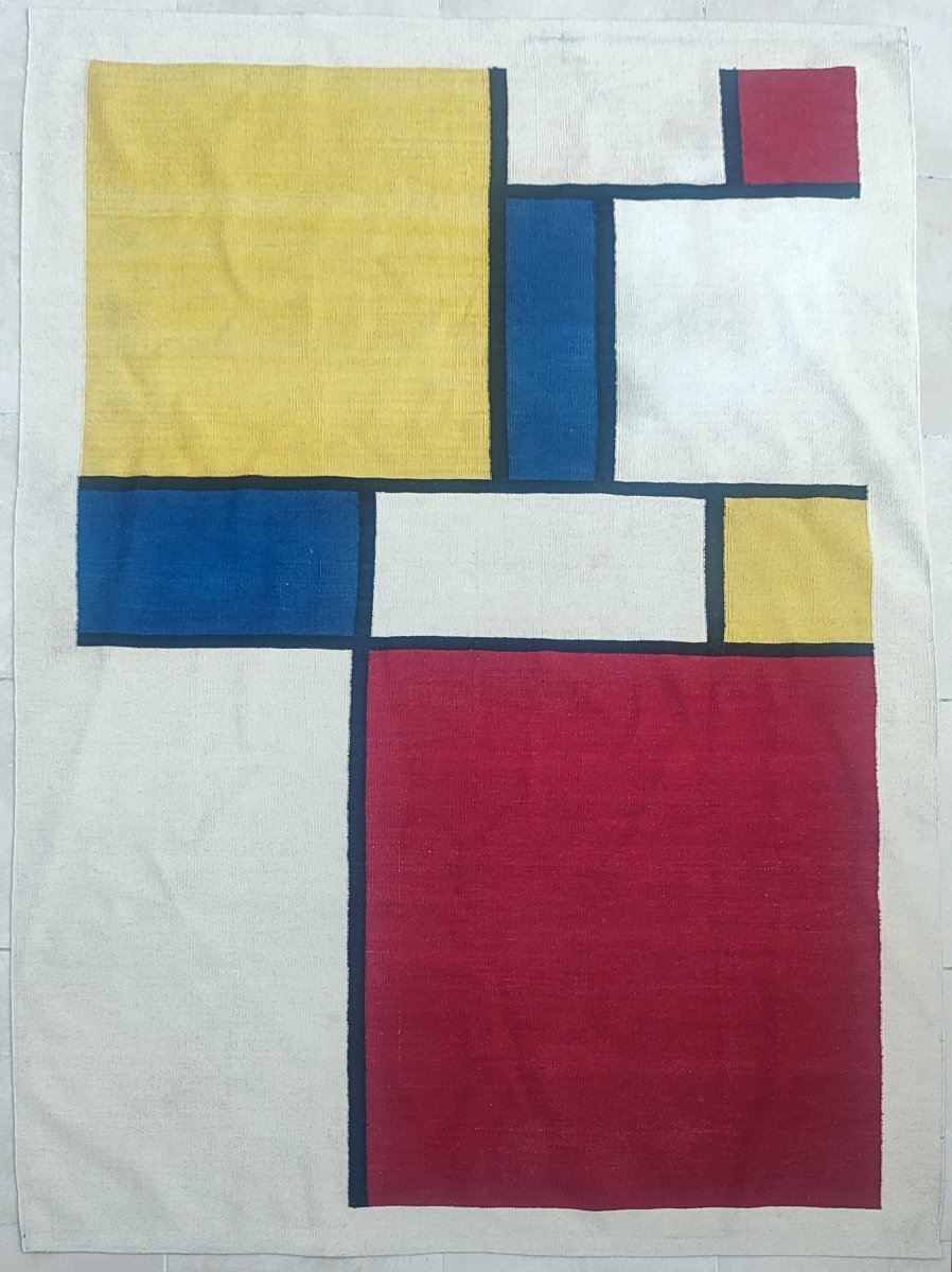 Woven Rug In The Style Of Mandrian