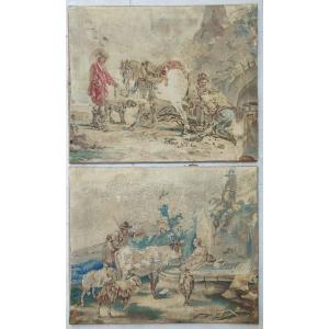 Pair Of Tapestry Fragments