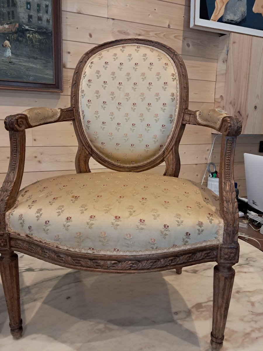 Paire De Fauteuils A Medaillons Epoque Louis XVI-photo-2