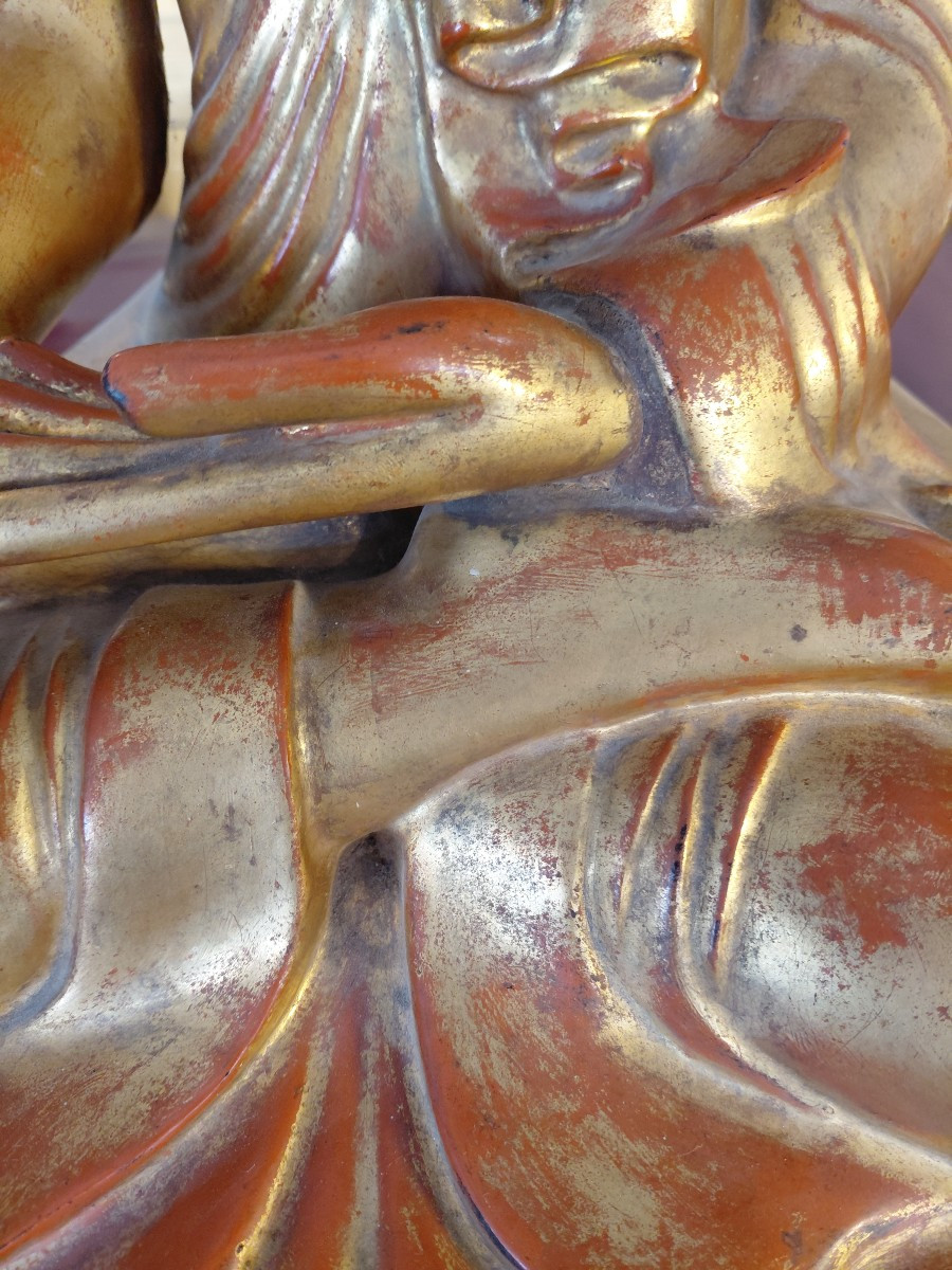 Burmese Buddha In Gilded Wood-photo-4