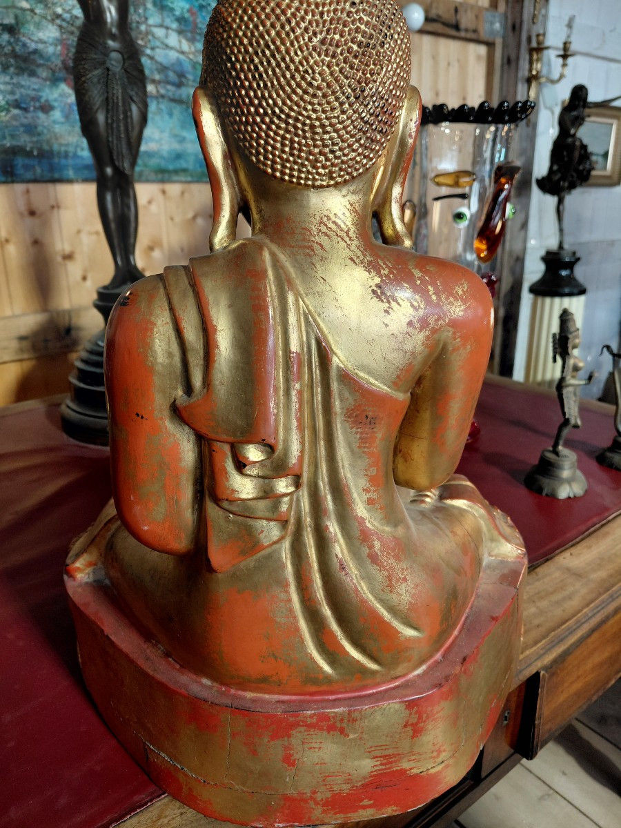 Burmese Buddha In Gilded Wood-photo-1