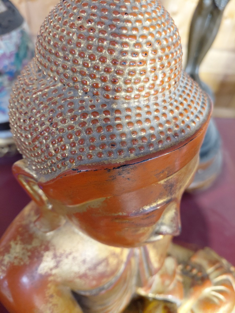 Burmese Buddha In Gilded Wood-photo-2