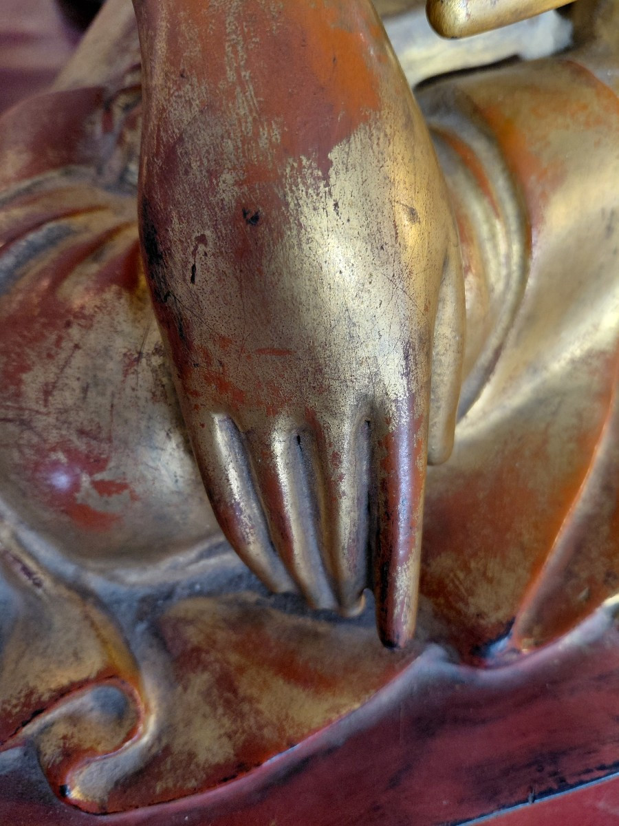Burmese Buddha In Gilded Wood-photo-8