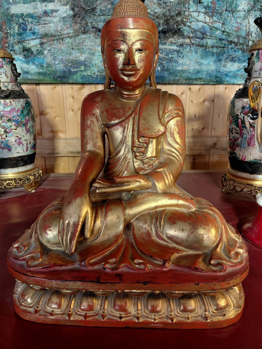 Burmese Buddha In Gilded Wood