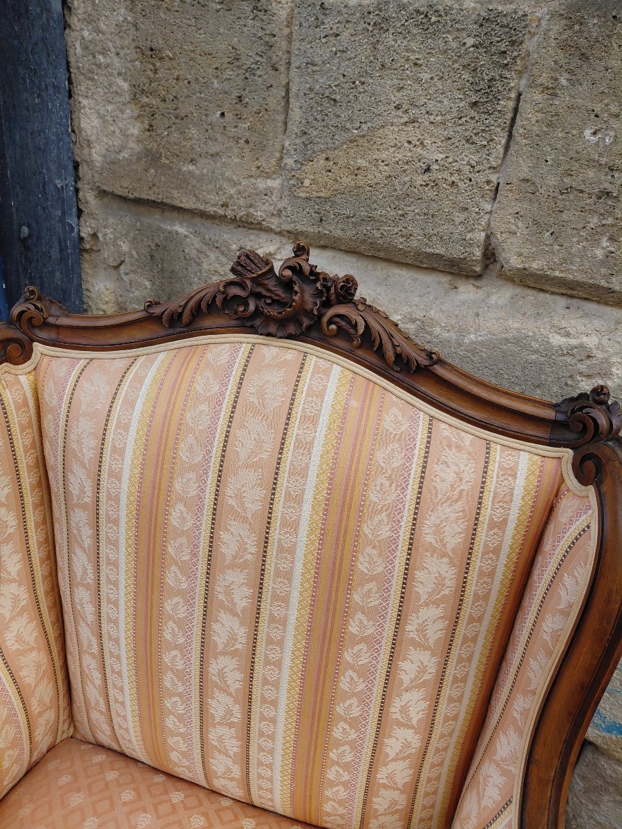 Paire de bergères style Louis XV en noyer-photo-2