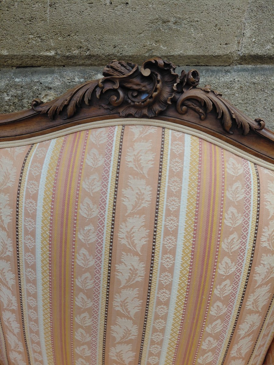 Paire de bergères style Louis XV en noyer-photo-3