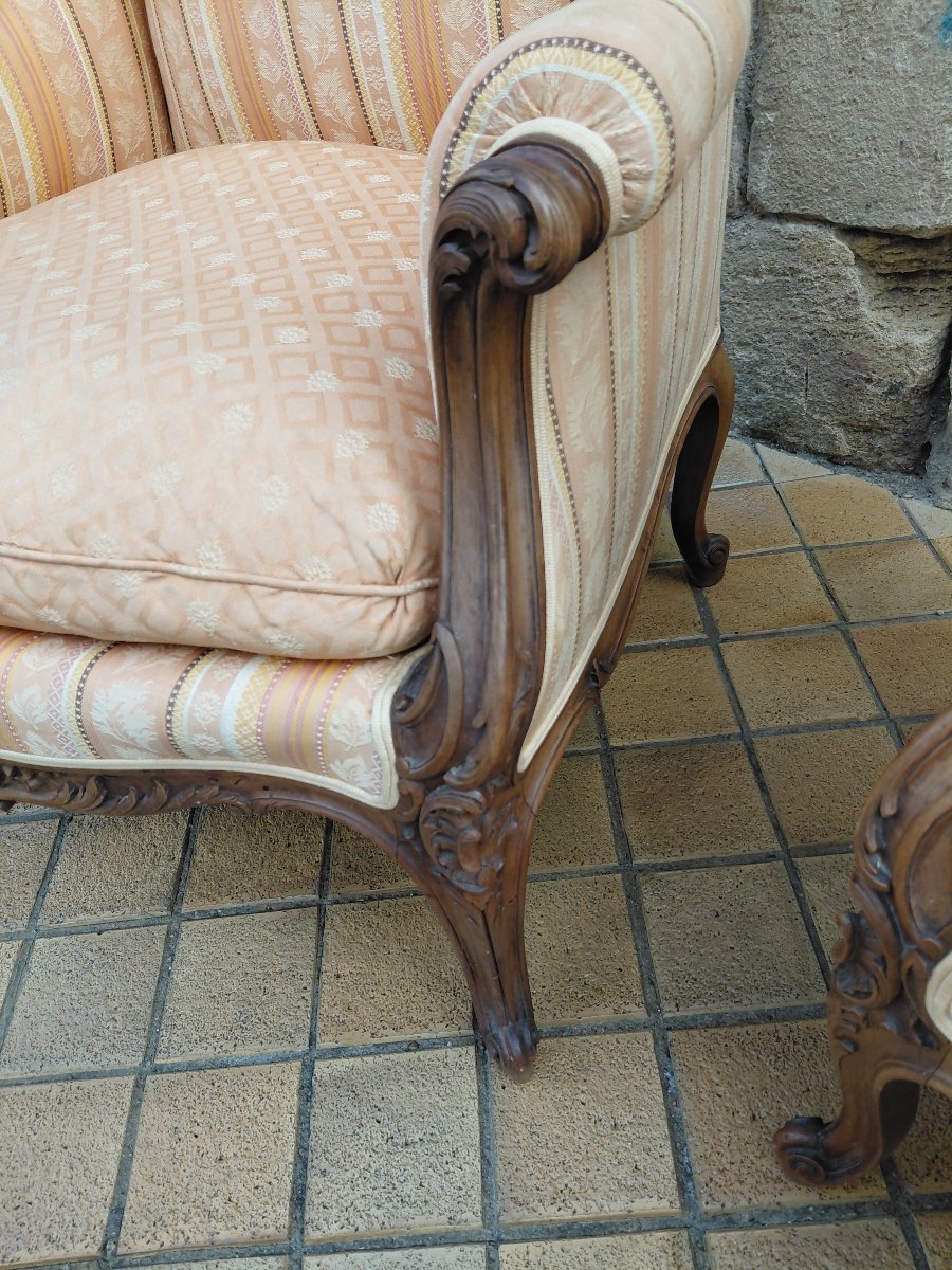 Paire de bergères style Louis XV en noyer-photo-5