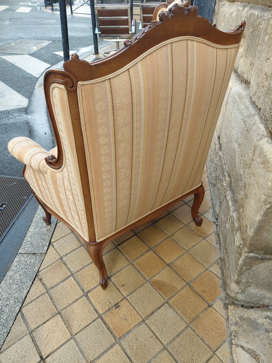 Paire de bergères style Louis XV en noyer-photo-6