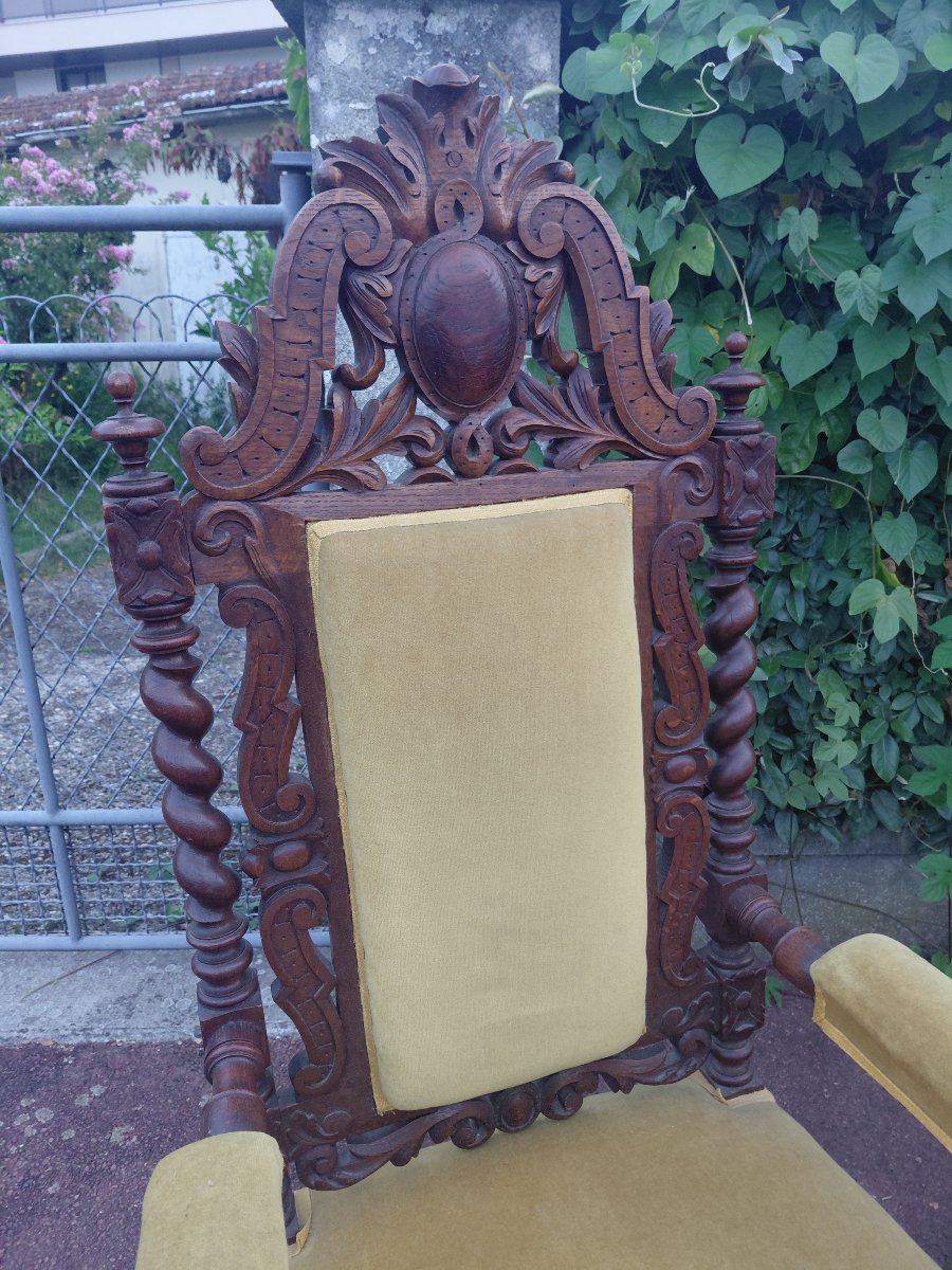 Paire de fauteuils d apparat de style Louis XIII-photo-5