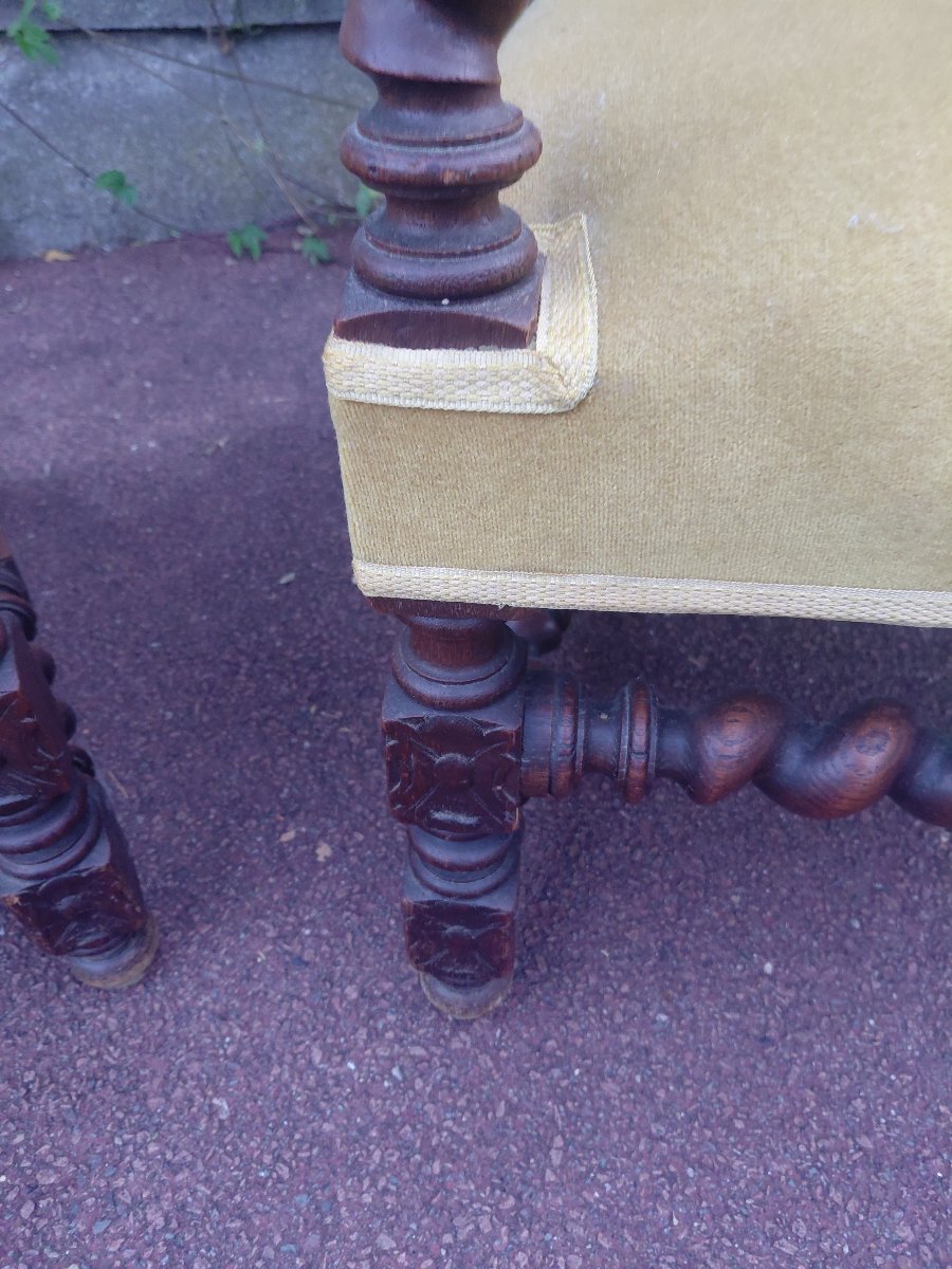Paire de fauteuils d apparat de style Louis XIII-photo-6