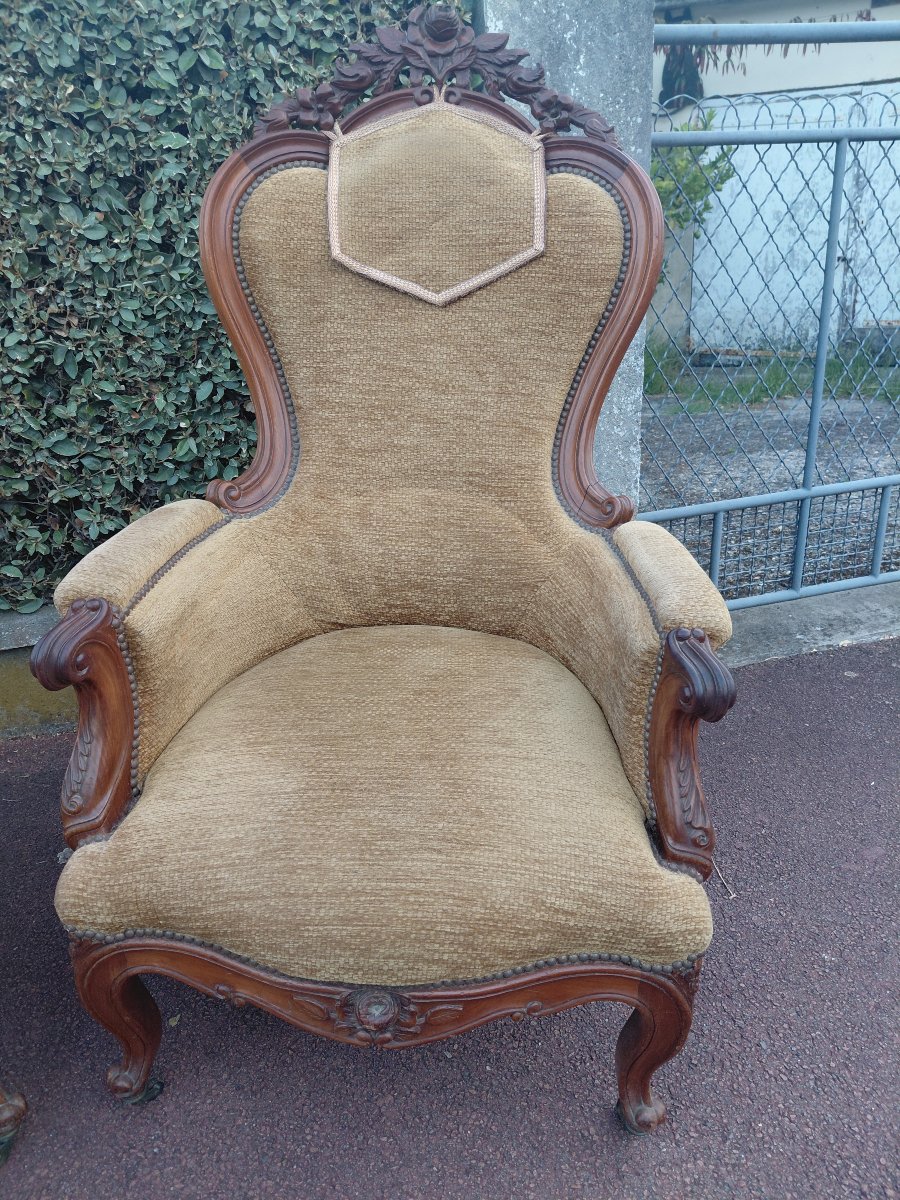 Paire de bergères Nap III En Acajou-photo-3