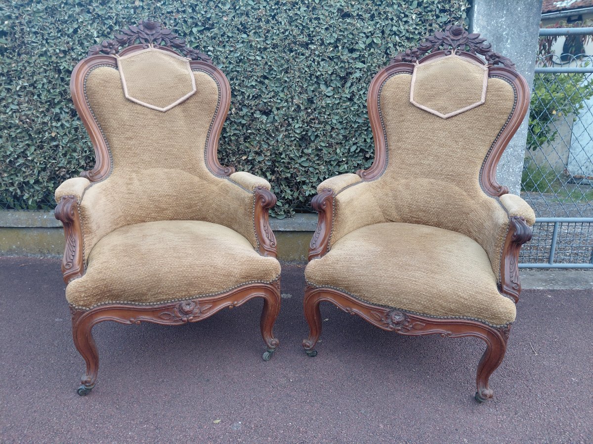 Paire de bergères Nap III En Acajou