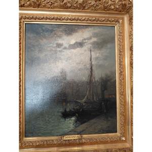 Painting Marine Obscure XIX Eme