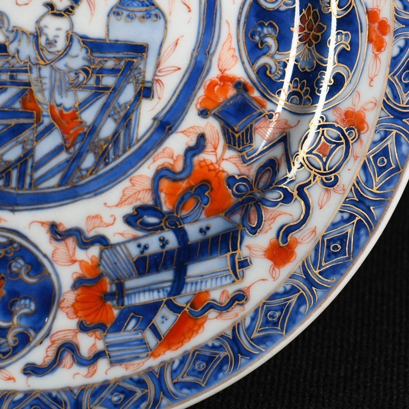Porcelain Plate With White Blue Decor Of A Dancing Boy - China Eighteenth Period Kangxi-photo-3