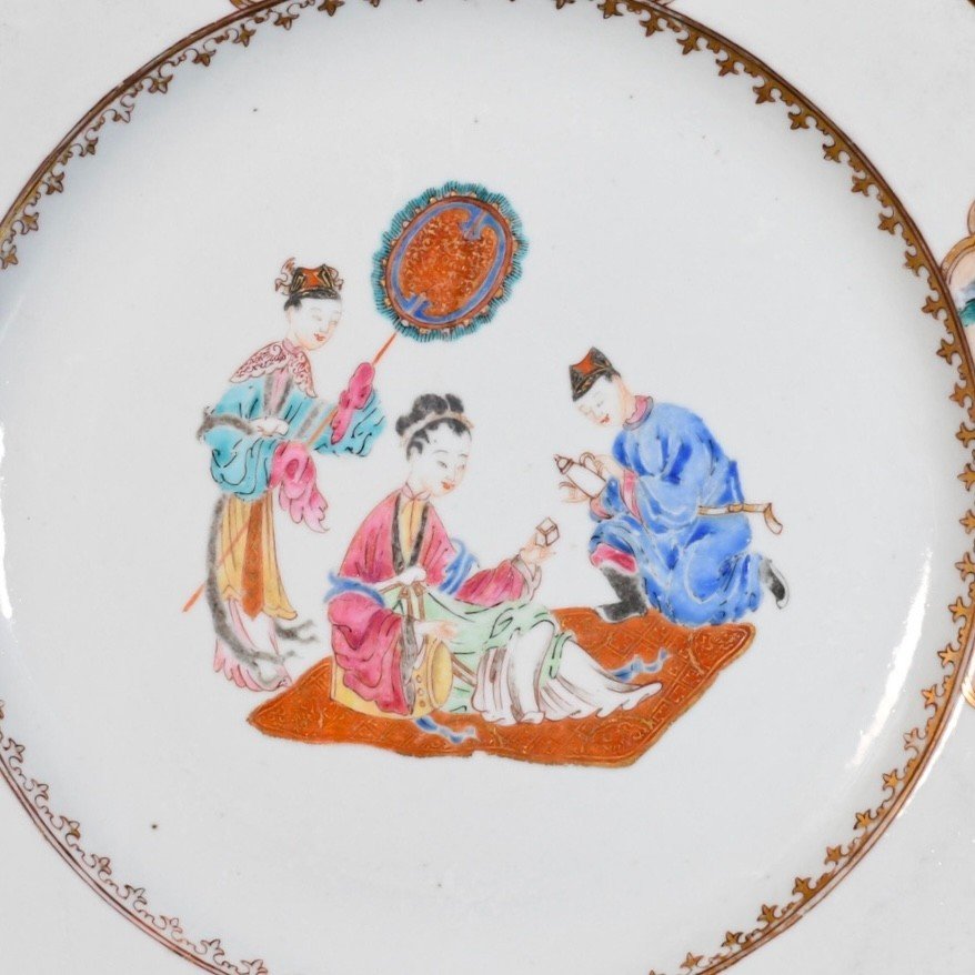 Assiette En Porcelaine Aux Armes Des Familles Gordon/Forbes - Chine XVIIIe Période Qianlong-photo-2