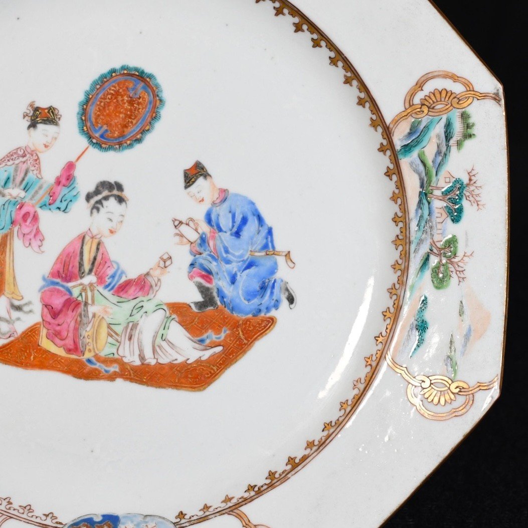 Assiette En Porcelaine Aux Armes Des Familles Gordon/Forbes - Chine XVIIIe Période Qianlong-photo-2
