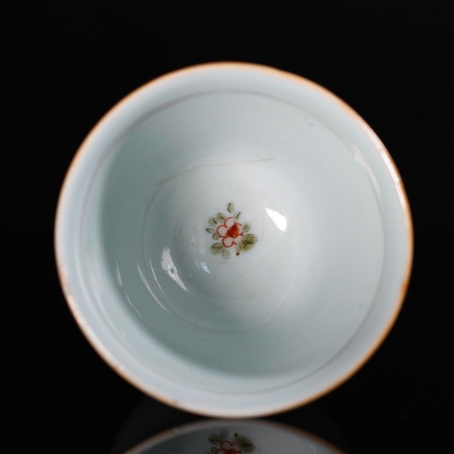 Gobelet à Vin En Porcelaine à Décor Famille Verte De Carpes - Chine XVIIIe Période Kangxi-photo-4