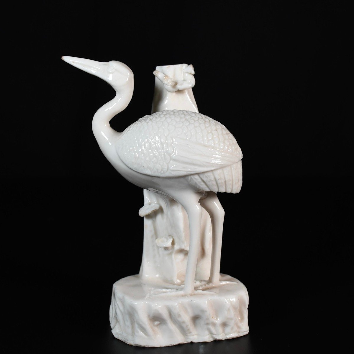 Porcelain Crane Called "blanc De Chine" Near A Tree, And Mushrooms - 17th Century China