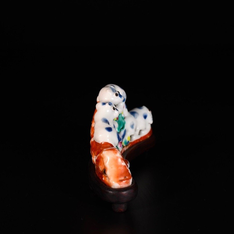Porcelain Brush Rest Painted In Famille Rose Enamels - China 18th/19th Century Jiaqing Period-photo-2