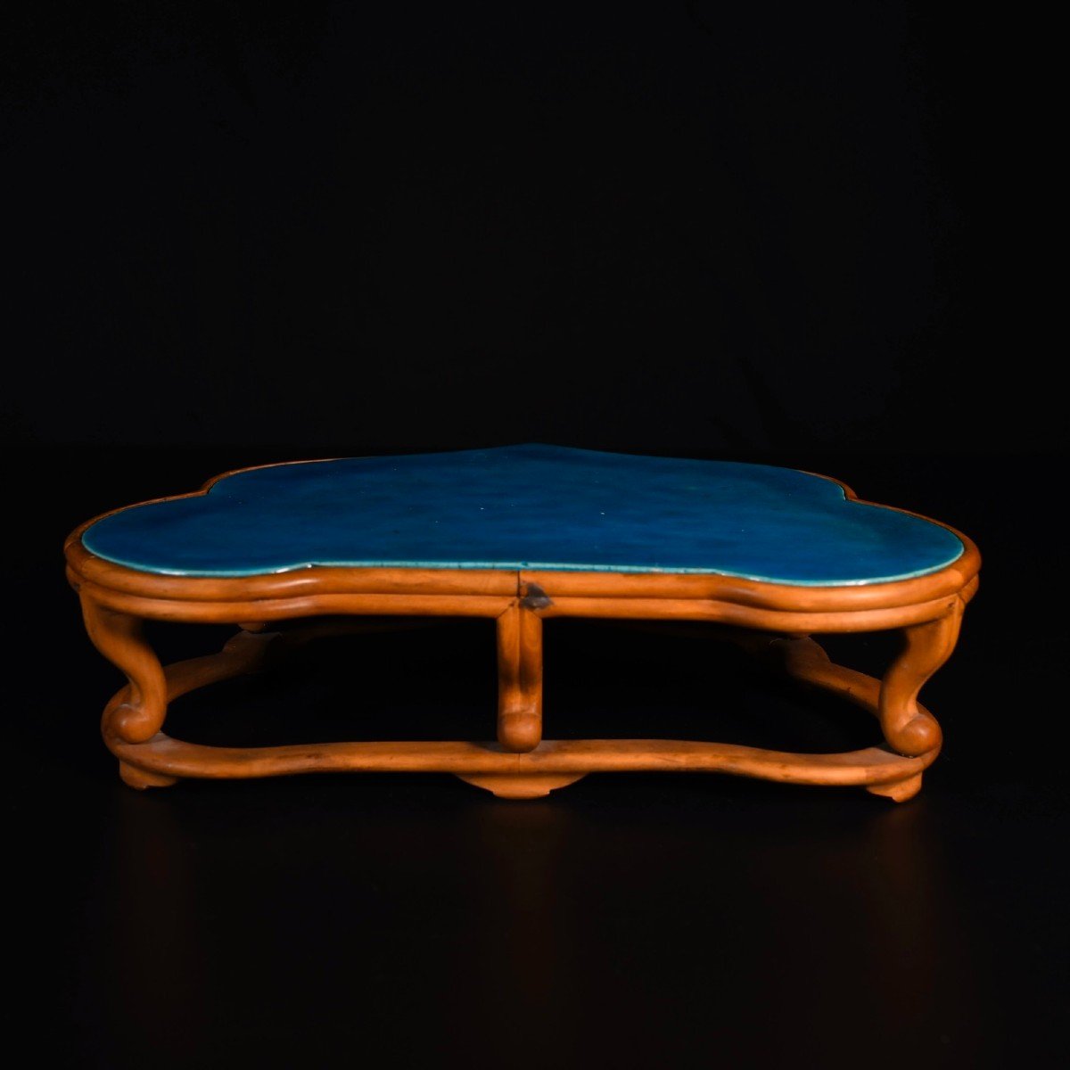 Table En Porcelaine à Glaçure Turquoise Et Bois - Chine XVIIIe Période Kangxi-photo-8
