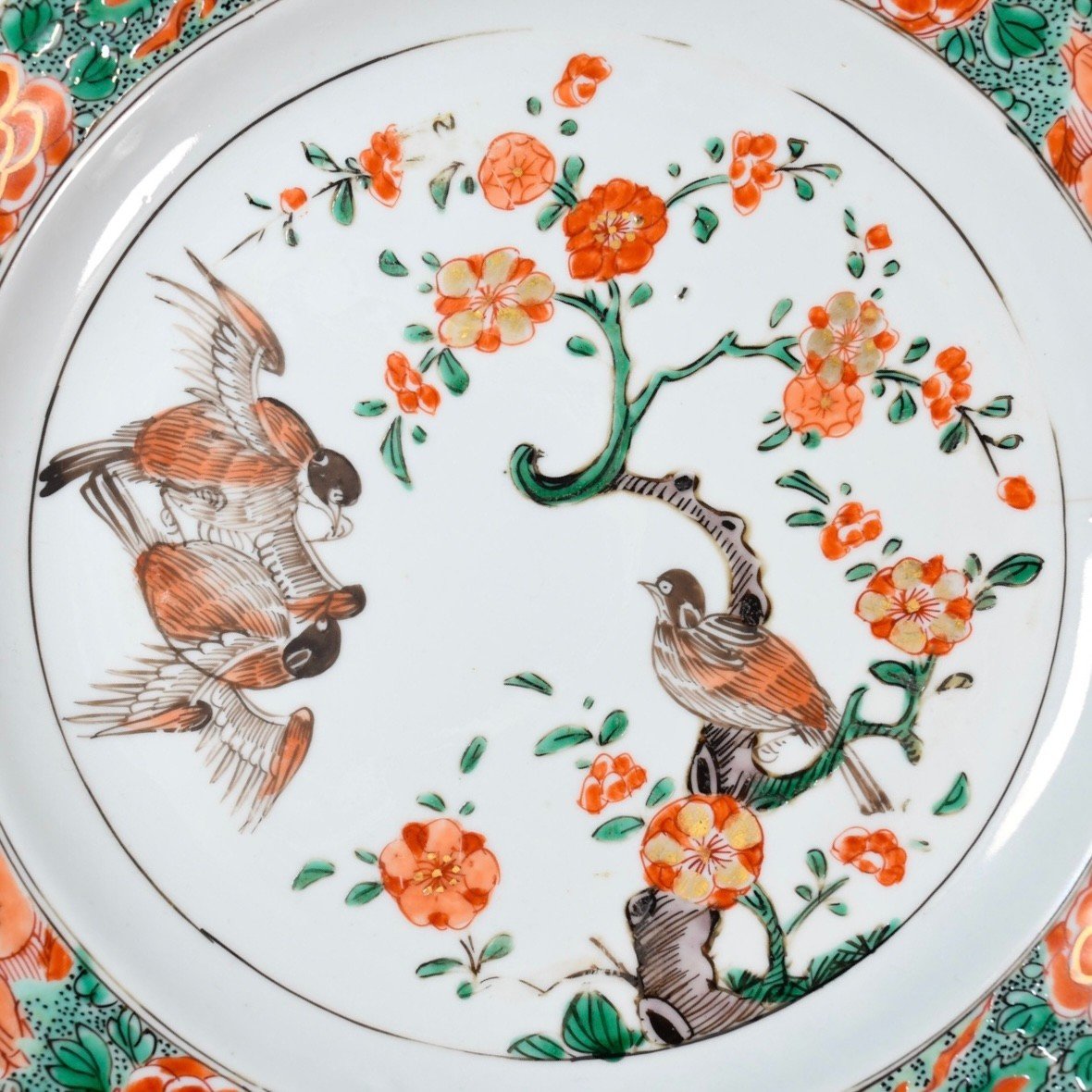 Famille Verte Enamel Plate With Bird Decor - China 18th Kangxi Period-photo-1