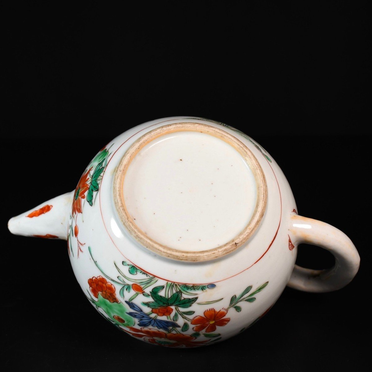 Large Porcelain Teapot With Famille Verte Enamels - China 18th Century Kangxi Period-photo-6