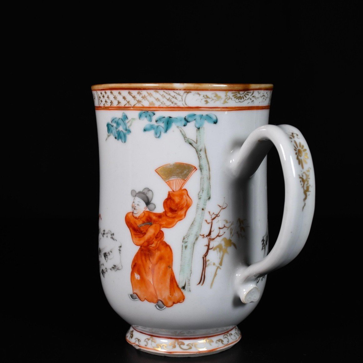 Famille Rose Enamelled Mug With Equestrian Scene - China 18th Qianlong Period-photo-2