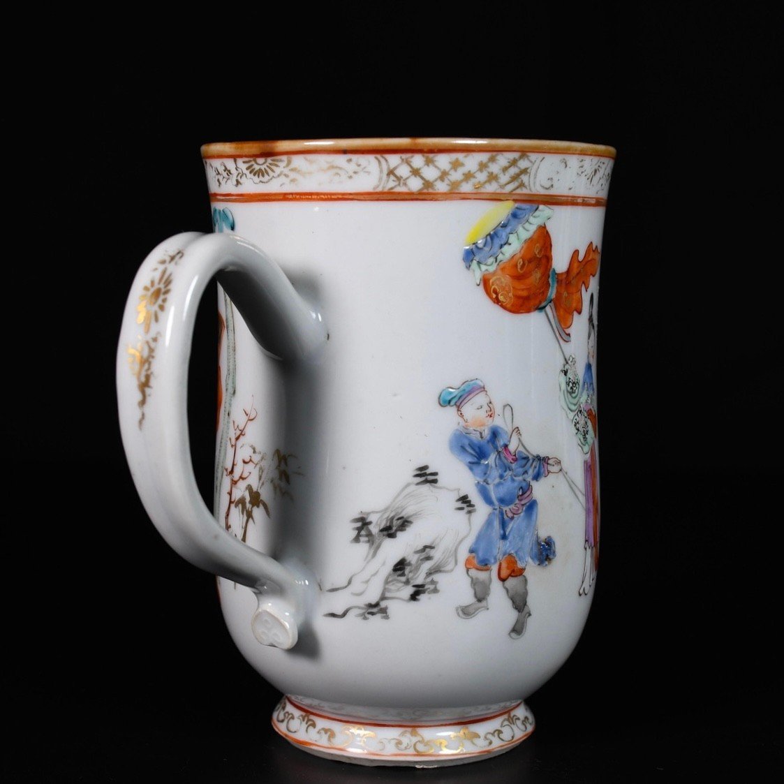 Famille Rose Enamelled Mug With Equestrian Scene - China 18th Qianlong Period-photo-5