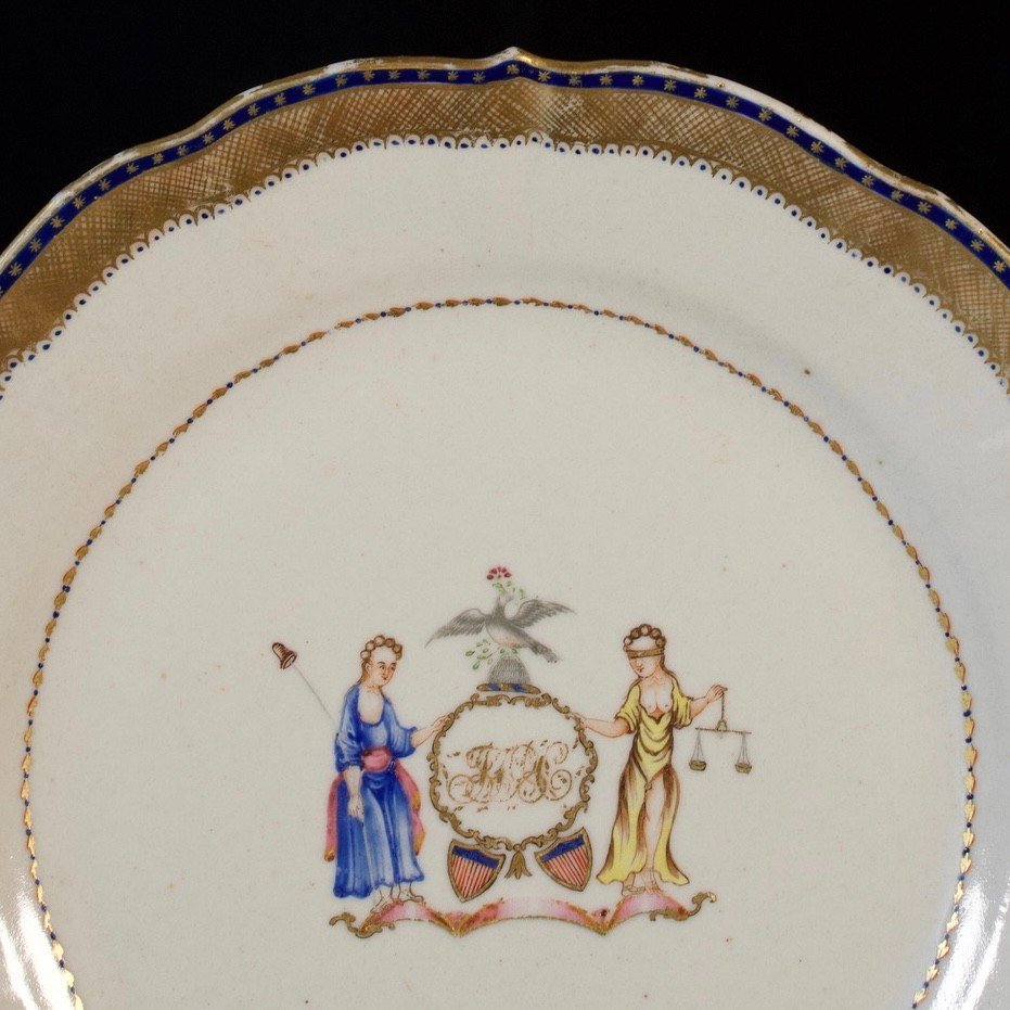 Assiette En Porcelaine Aux Armes De l'état De New York - Chine XVIIIe Période Qianlong-photo-2