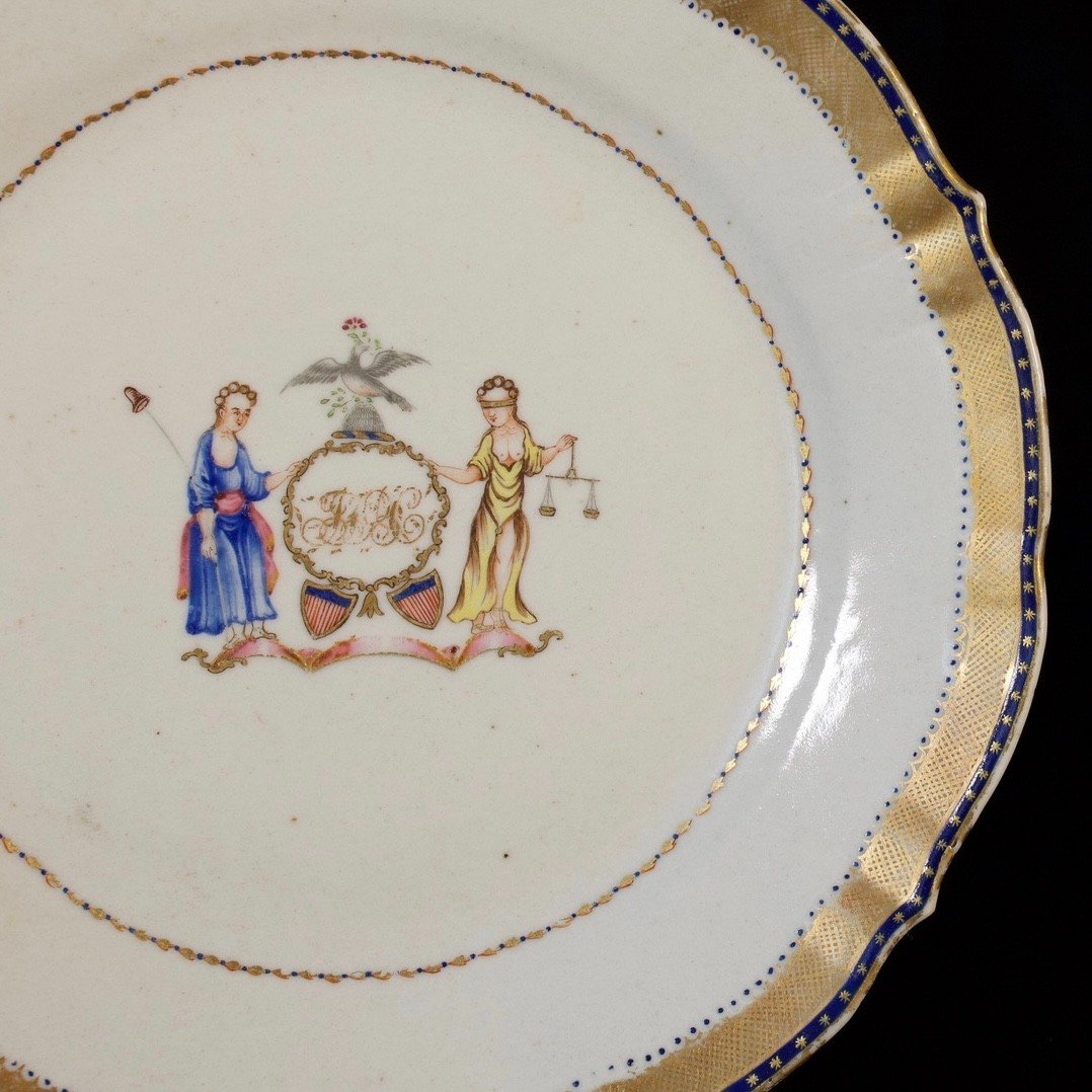 Assiette En Porcelaine Aux Armes De l'état De New York - Chine XVIIIe Période Qianlong-photo-3