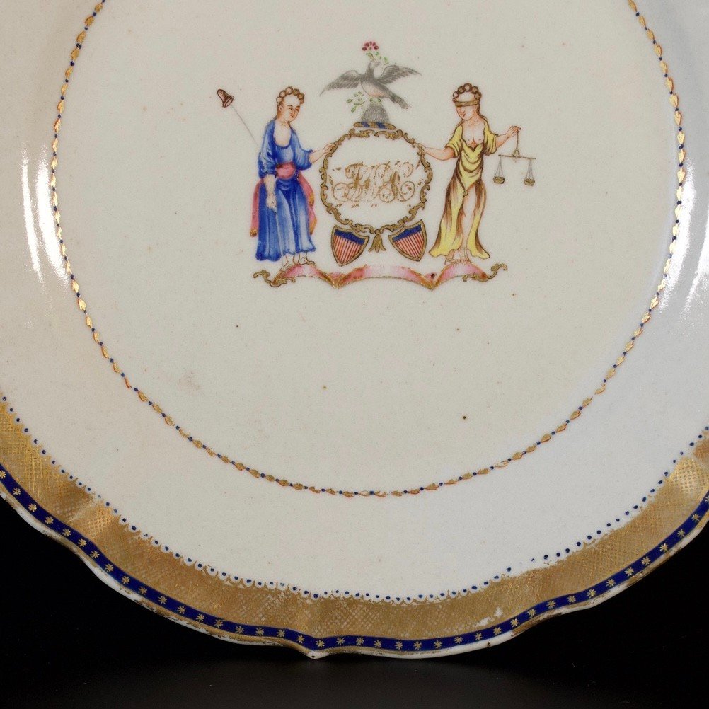 Assiette En Porcelaine Aux Armes De l'état De New York - Chine XVIIIe Période Qianlong-photo-4