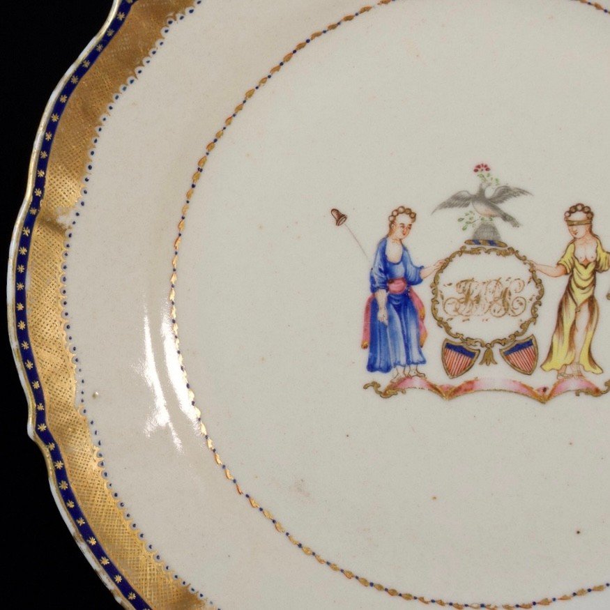 Assiette En Porcelaine Aux Armes De l'état De New York - Chine XVIIIe Période Qianlong-photo-1