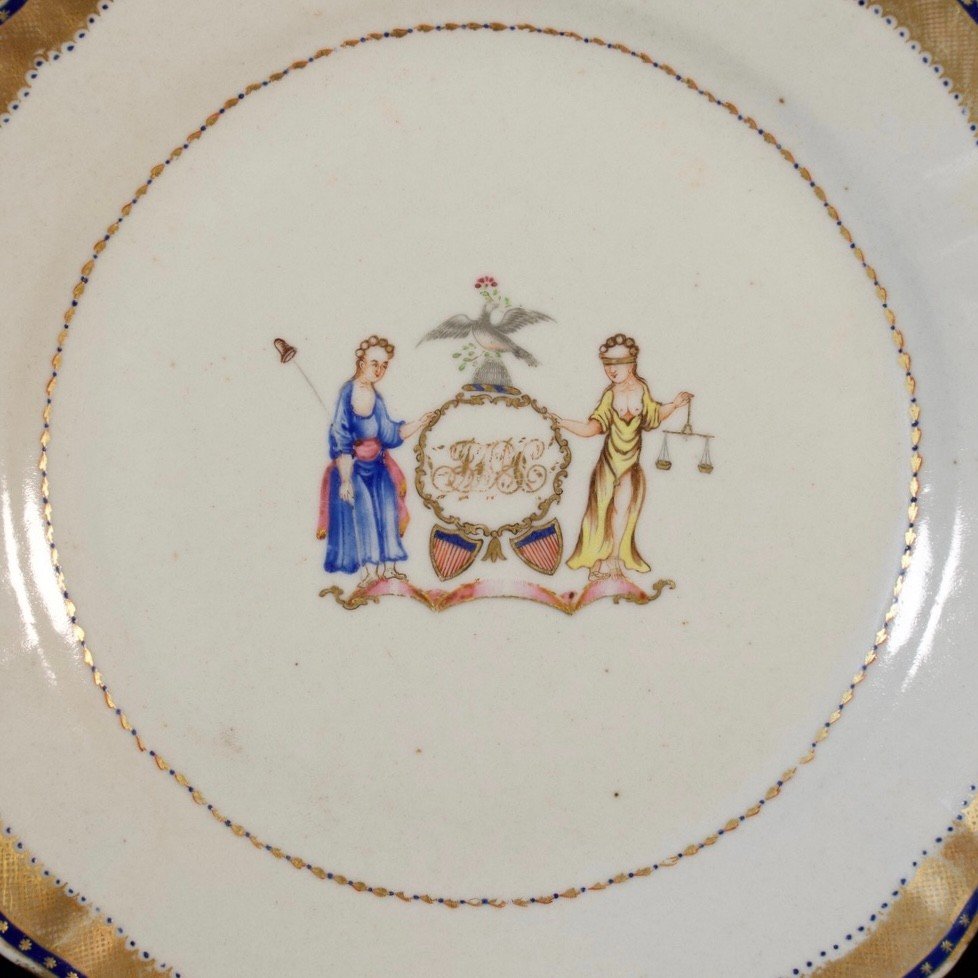 Assiette En Porcelaine Aux Armes De l'état De New York - Chine XVIIIe Période Qianlong-photo-2