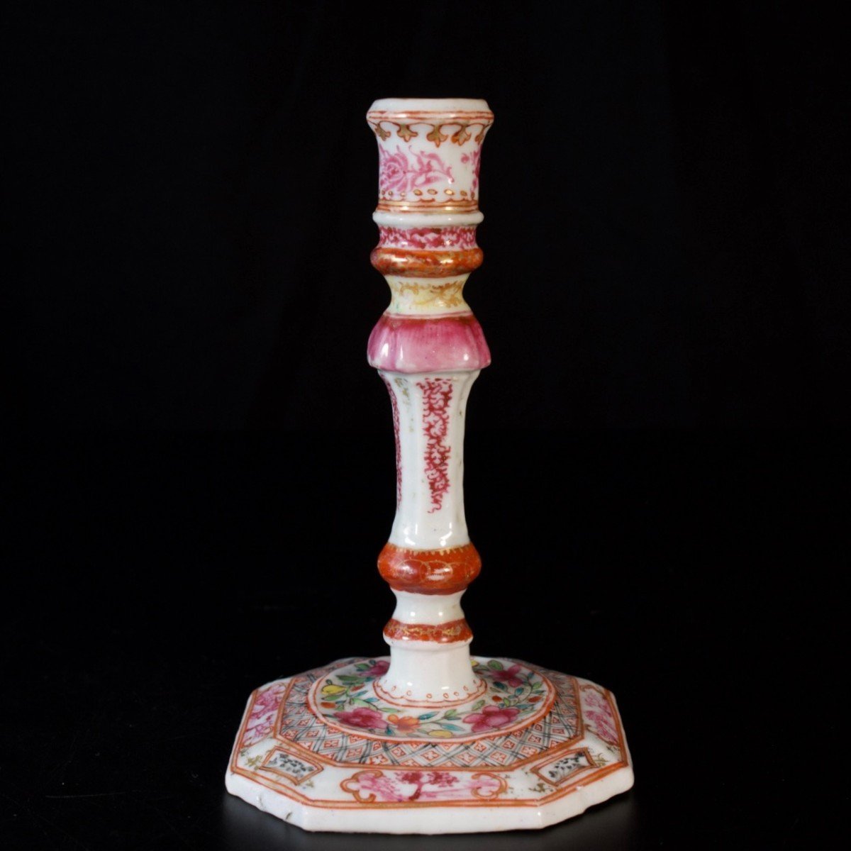 A Porcelain Candlestick With Famille Rose Enamels - China 18th Century Qianlong Period-photo-3