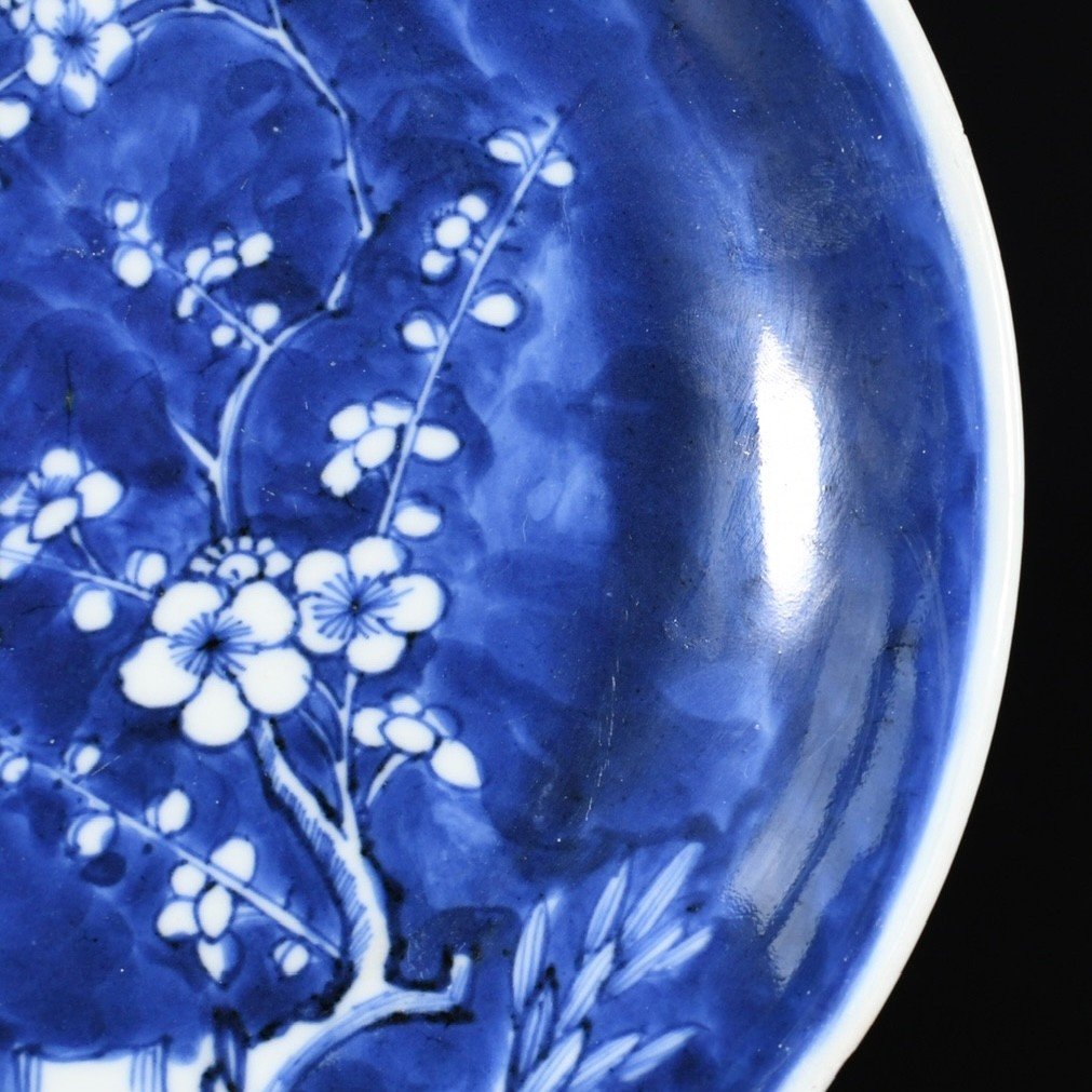 Coupe En Porcelaine à Décor De Prunus Sur Un Fond Bleu - Chine XVIIIe Période Yongzheng-photo-3